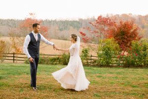 November bride and groom at Storybrook Farm by JoPhoto
